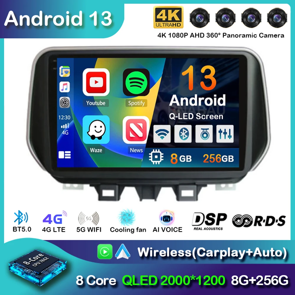 Android 13 Carplay Auto 4G + WIFI autoradio per Hyundai Tucson IX35 2018 2019 2020 lettore Video multimediale navigazione GPS Stereo