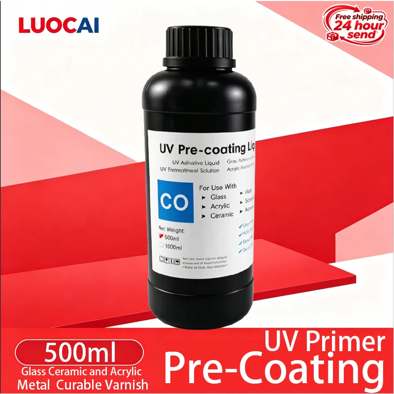 1pc Pre-Coating UV Primer  500ML/Bottle For Printing On Glass Ceramic and Acrylic Metal  Curable Varnish For  Flatbed Printer