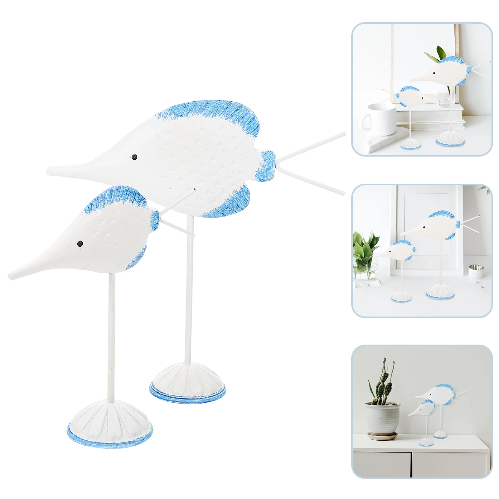 

2pcs Wooden Ornaments Ocean Style Decors Home Supplies Party Decorations Tabletop Ornament Kids Room Home Garden School Decor