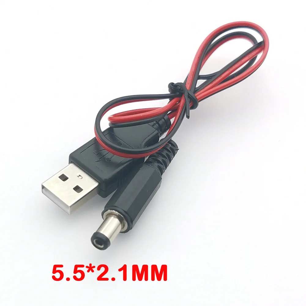 Usb ذكر إلى تيار مستمر كابل الطاقة ، 5.5x2.1/2.5 مللي متر ، 1 قطعة ، قابس امدادات الطاقة ، تمديد كابل ، أسلاك موصل ، 5.5x2.1 ، 5.5x2.5mm