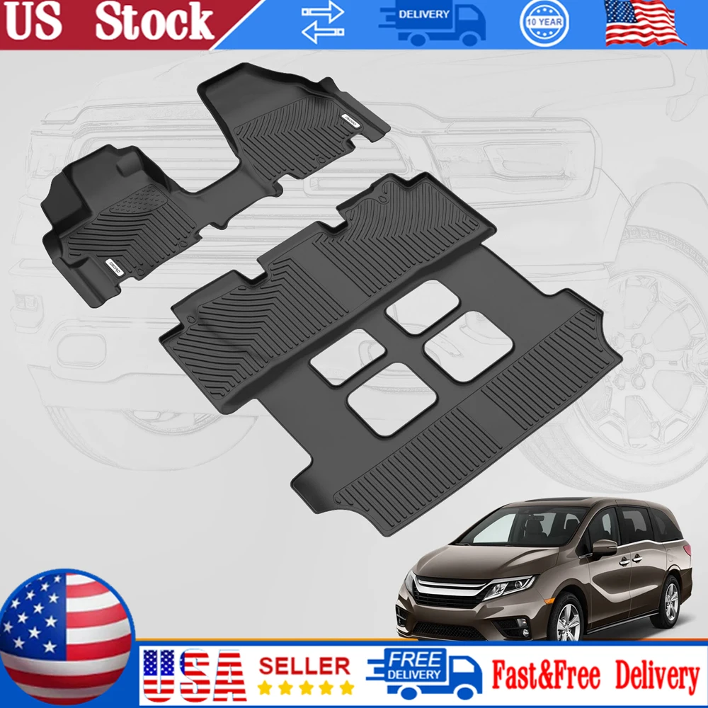 

1Set Car Floor Mats 3 Row Liners For Honda Odyssey 2011-2017 TPE All-Weather High Temperature Resistant Non-slip Car Floor Mats