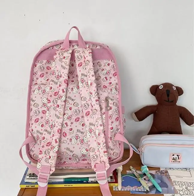 Fashion Backpack Hello Kitty Nylon Women Shoulder Bag Casual Large Capacity School Bag For Teenager Travel Rucksack