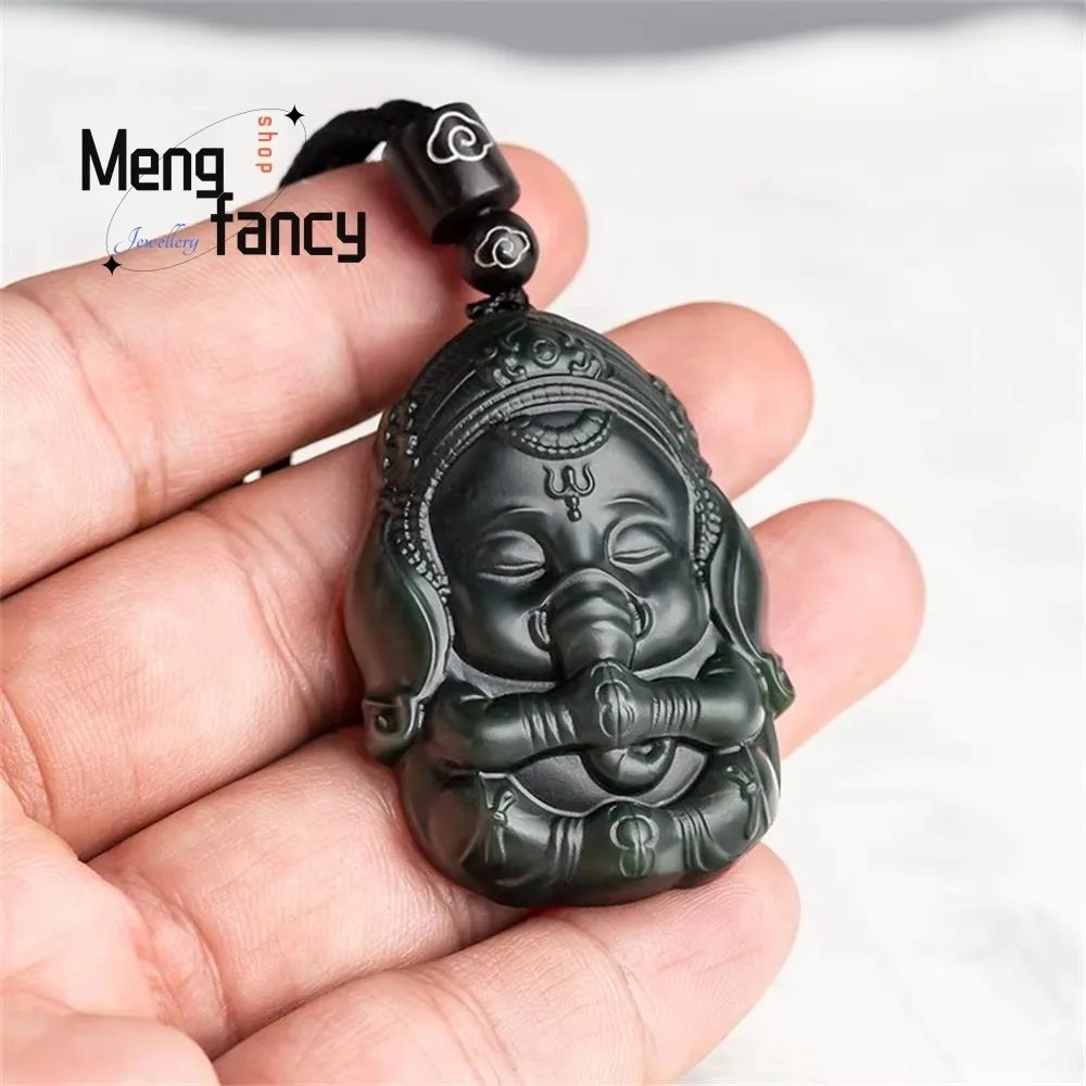 Genuine Natural Old Hetian Jade Elephant God of Fortune Jade Pendant Exquisite Retro Handicraft Mascots Fashion Jewelry Souvenir