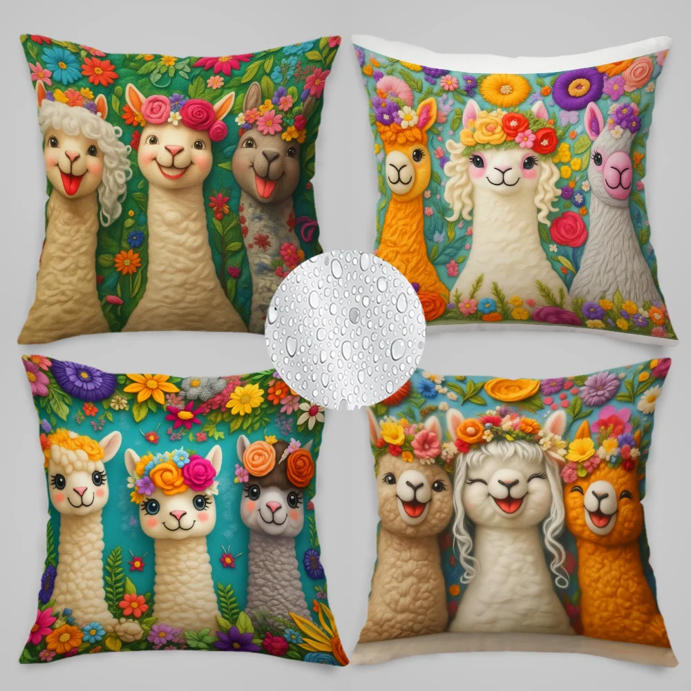 2D Flat - Juego  4 fundas  almohada con estampado 2D, esenciales para el hogar y la cocina, ropa  cama, coración l hog