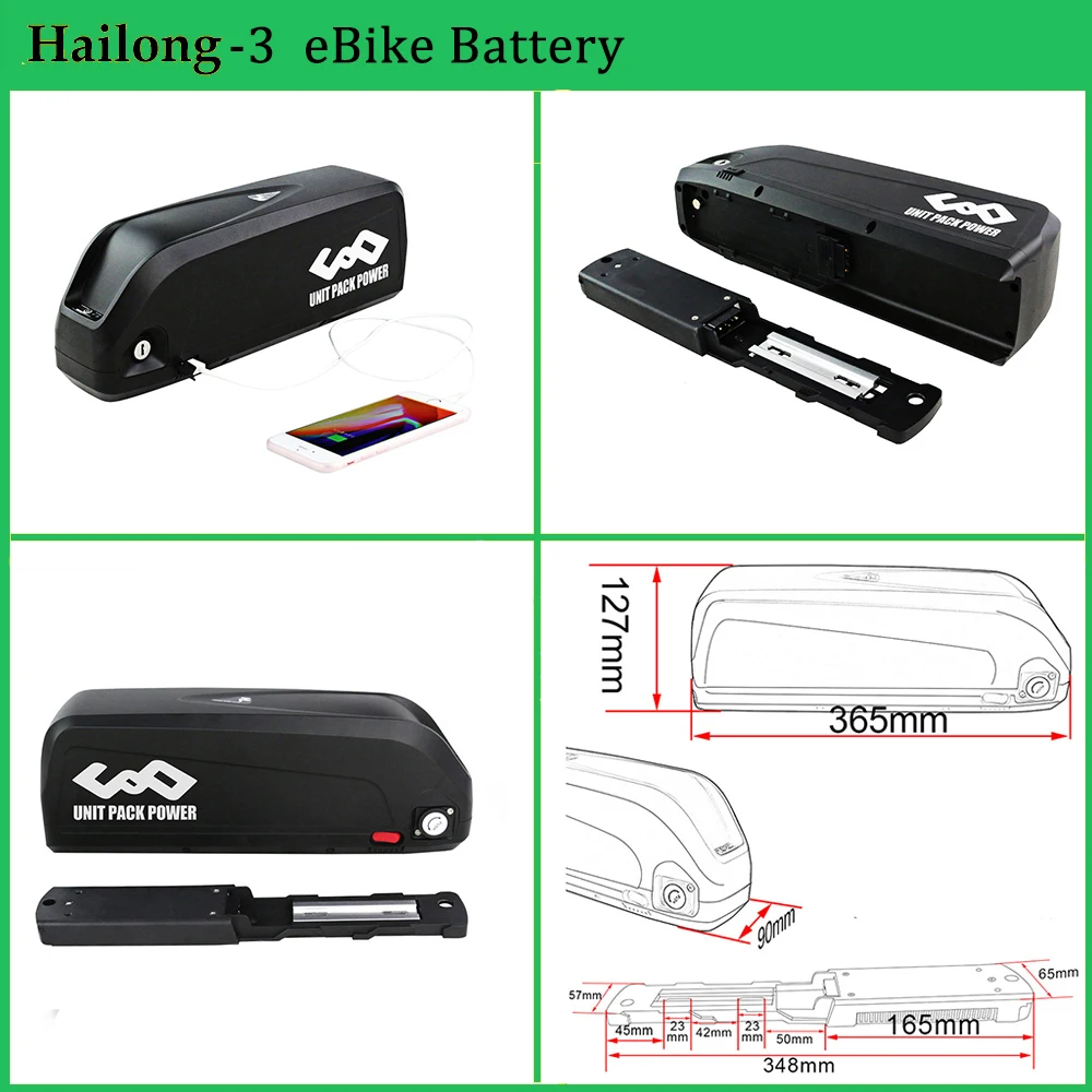 Hailong 21700 Ebike Battery 36V 48V 52V 14.4Ah DownTube Electric Bicycle Lithium Pack for 1500W 1000W 750W 500W  350W 250W Motor