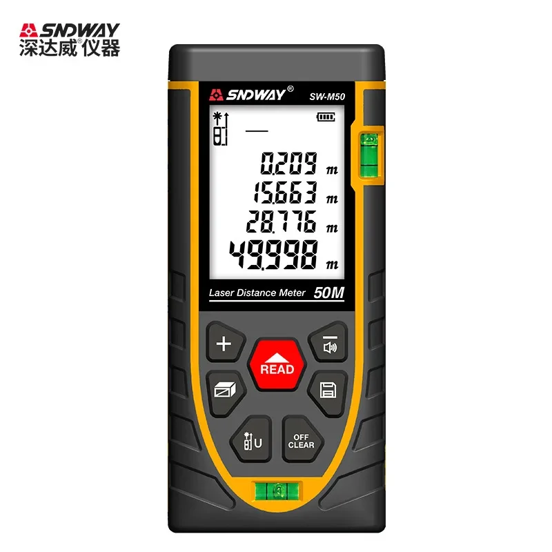 

SNDWAY SW-M50 Laser Distance Meter 50M/70M/120M Digital Tape Measure Precision Rangefinder with Distance/Area/Volume