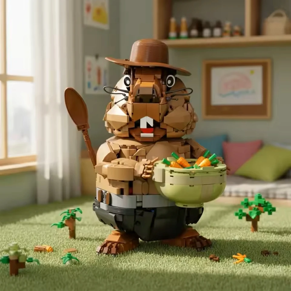 2026 novo criativo marmota blocos de construção conjunto modelo animal kit quebra-cabeça montagem educacional diy aniversário natal presentes do dia das bruxas