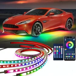 Car Charssis Flexible LED Strip Light LED Underbody Remote /APP Control RGB Neon Lights Ambient Atmosphere Auto Decorative Lamp