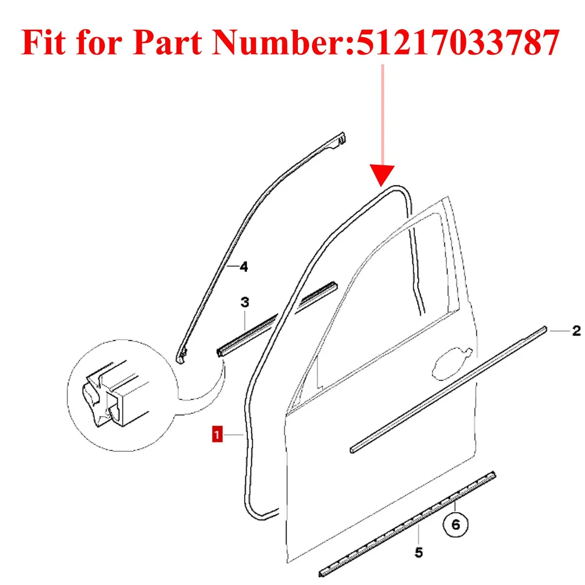 Car Seals For Bmw 5 Series E60 E61 2003 2004 2005 2006 2007 2008 2009 2010 Front Door Rubber Seal Left Right 51217033787 view 2