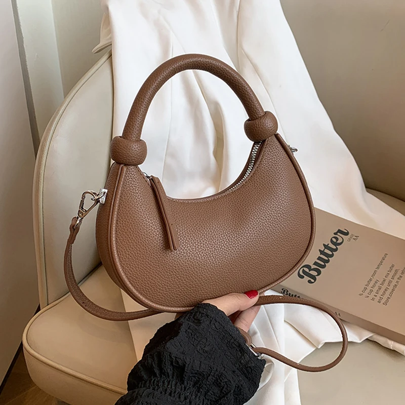 

Texture Zipper Handbags Women's 2025 New PU Leather Versatile One Shoulder Bag Solid Color Casual Commuting Crossbody Bags
