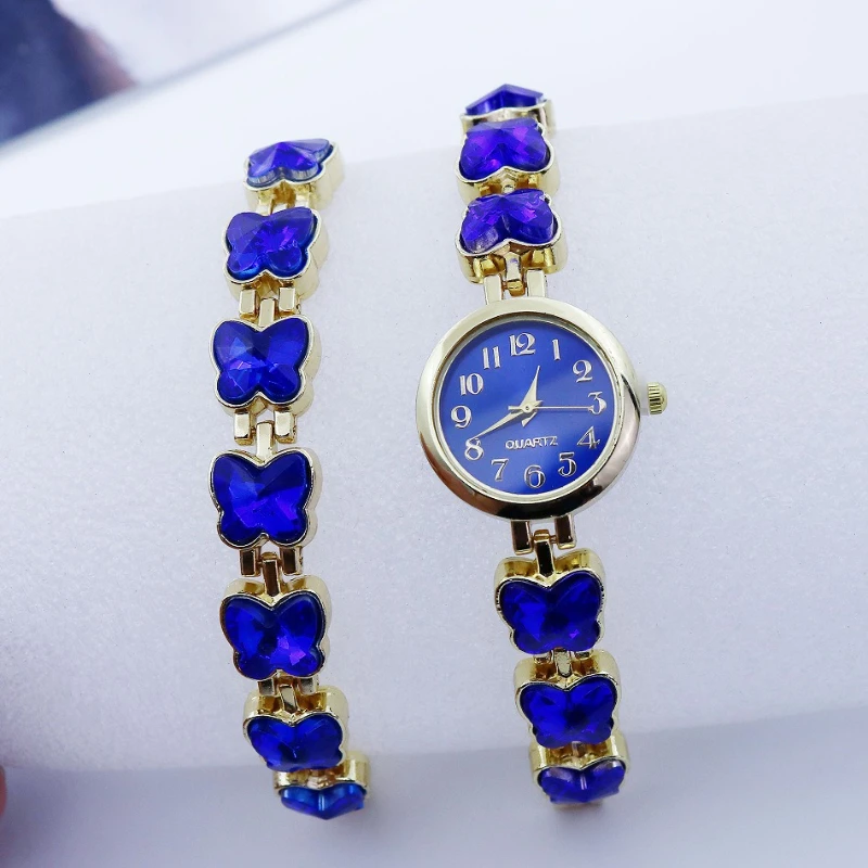 Женские кварцевые часы-браслет, модные аксессуары для часов с маленькой пластиной, модные часы-бабочка, Relojes Para Mujer