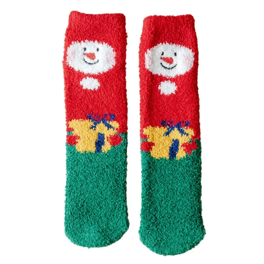 Warm Breathable Korean Style Duck Fashion Design Santa Women Socks Coral Fleece Socks Christmas Hosiery Floor Socks