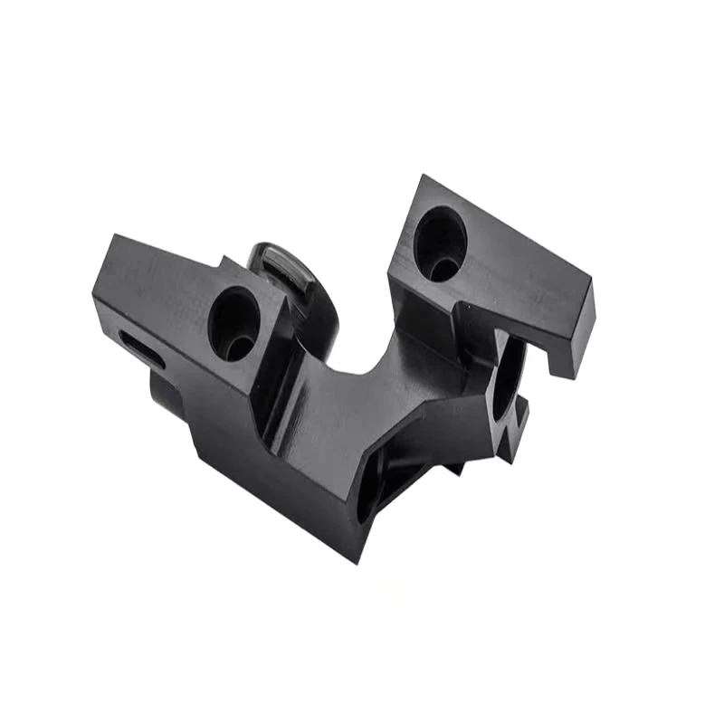 CNC machined black anodized aluminum alloy mechanical fixed connectors mechanical structural parts