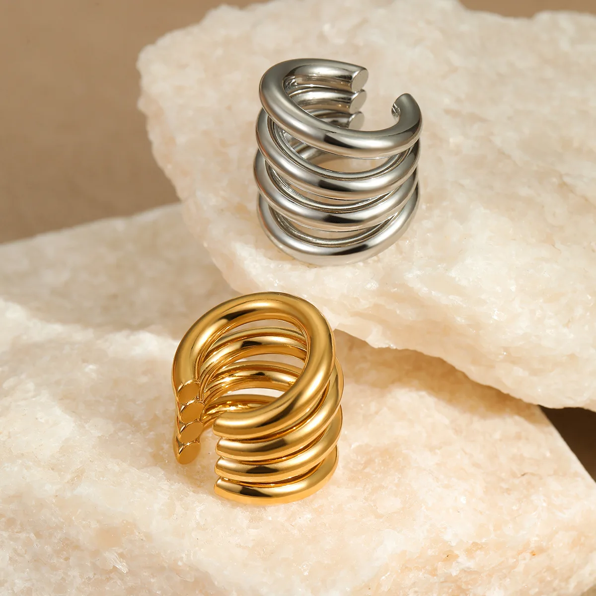 1pc Minimalist C-shaped Ear Clips Without Ear Holes or Ear Bone Clips, Multi-layered Fashionable and Cold Style Earrings