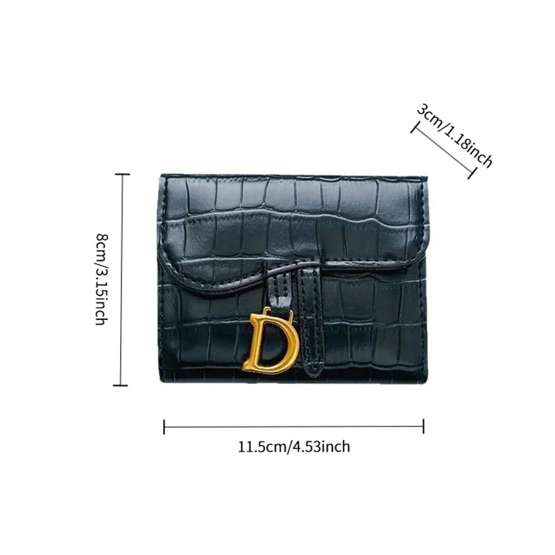 Crocodile Texture Short Wallet, D-shaped Buckle Flip Card Holder, Multi-slot Portable Mini Purse