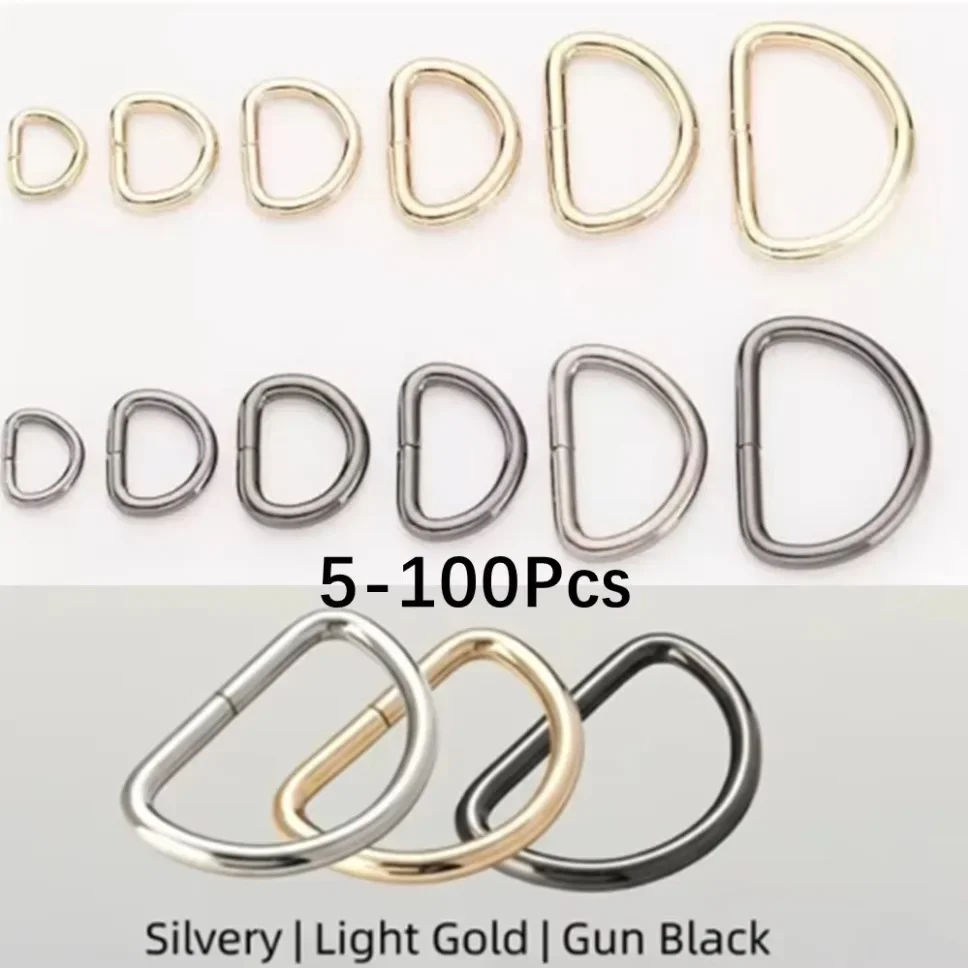 5/50/100pcs D-Shaped D-Rings Metal Hardware for DIY Clothing Multi-Size Buckles for Bags Belts Leather Crafts DIY accessories