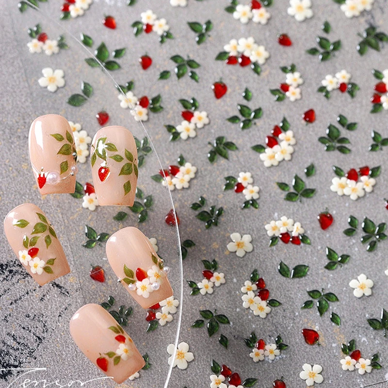 

Colorful Jelly Mini White Daisy Lily Flower Charm Peony Rose Camellia Jasmine Chinese Spring New Nail Art Sticker Manicure Decal