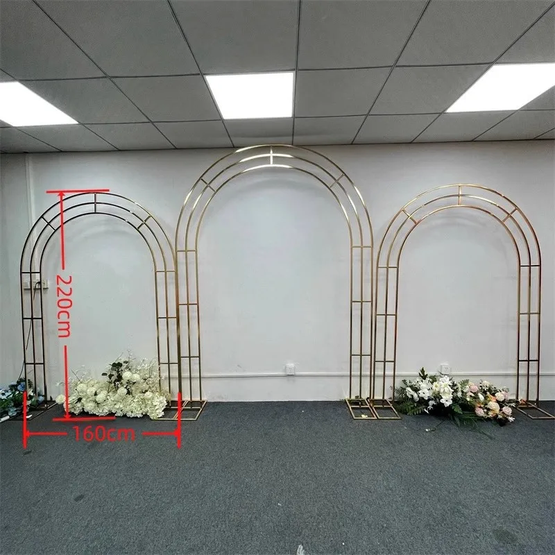 

Wedding Arch Props Wrought Iron Triumphal Arch Three Tube Arch Door Flower Stand Single Wedding Arrangement Party Decor