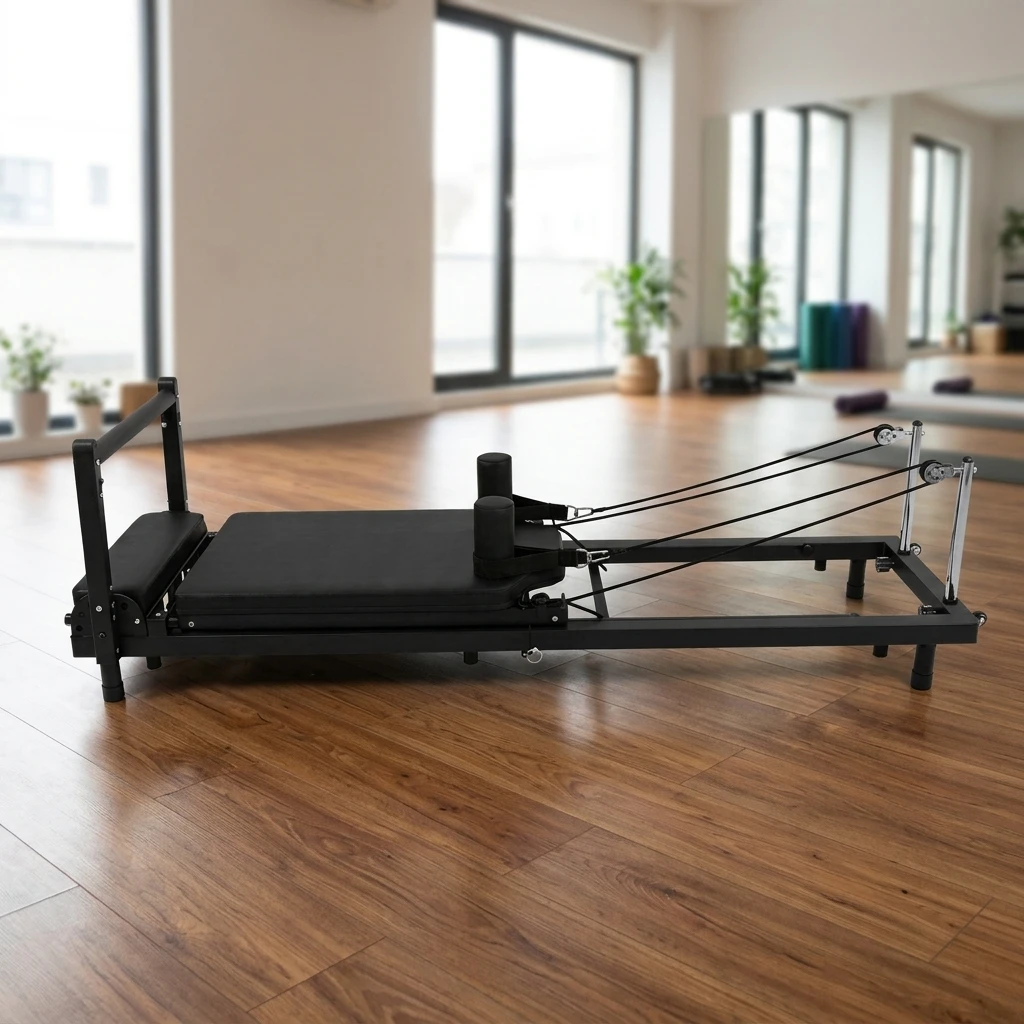 Upgraded 4‑Leg Pilates Reformer Bed,3‑Color Latex Tubes For Stable Home Gym Training