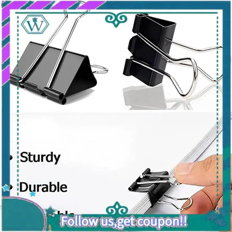 120PCS Long Tail Clips Black Clips Loose-Leaf Clips Flat Mouth Phoenix Tail Clips,Fixed Large, Medium And Small Bill Clips