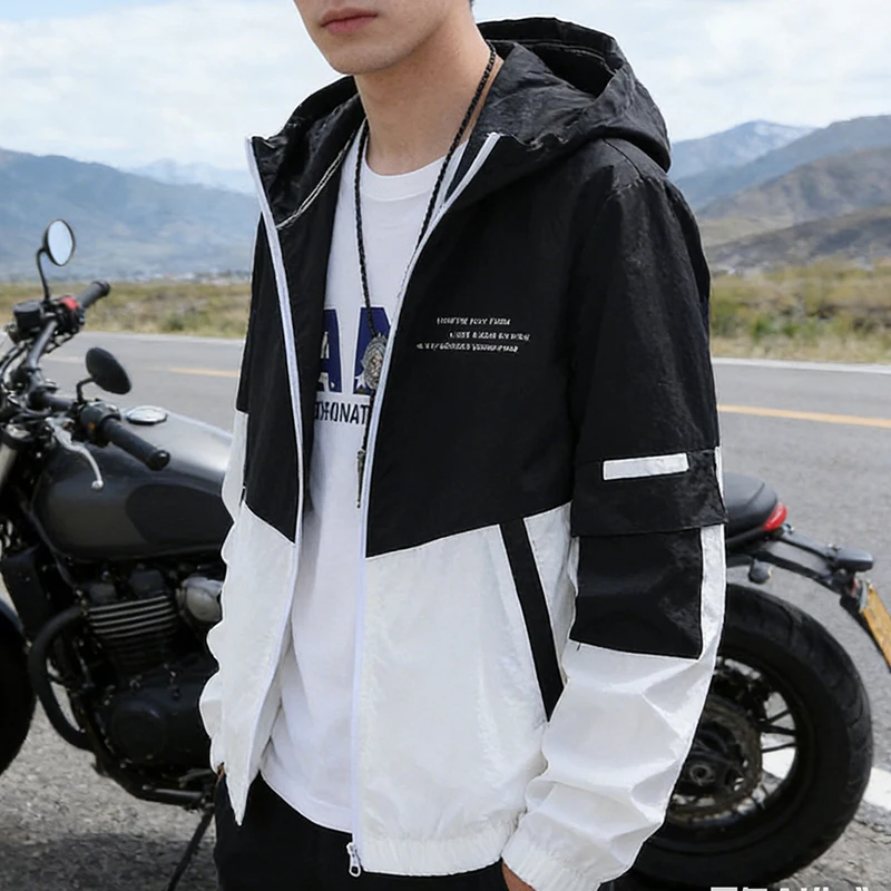 

Men's Sun Protection Clothes Jackets Motorcycle Summer Ultra-thin Windproof Ice Silk Windbreaker Male UV Resistant Jacket Coats