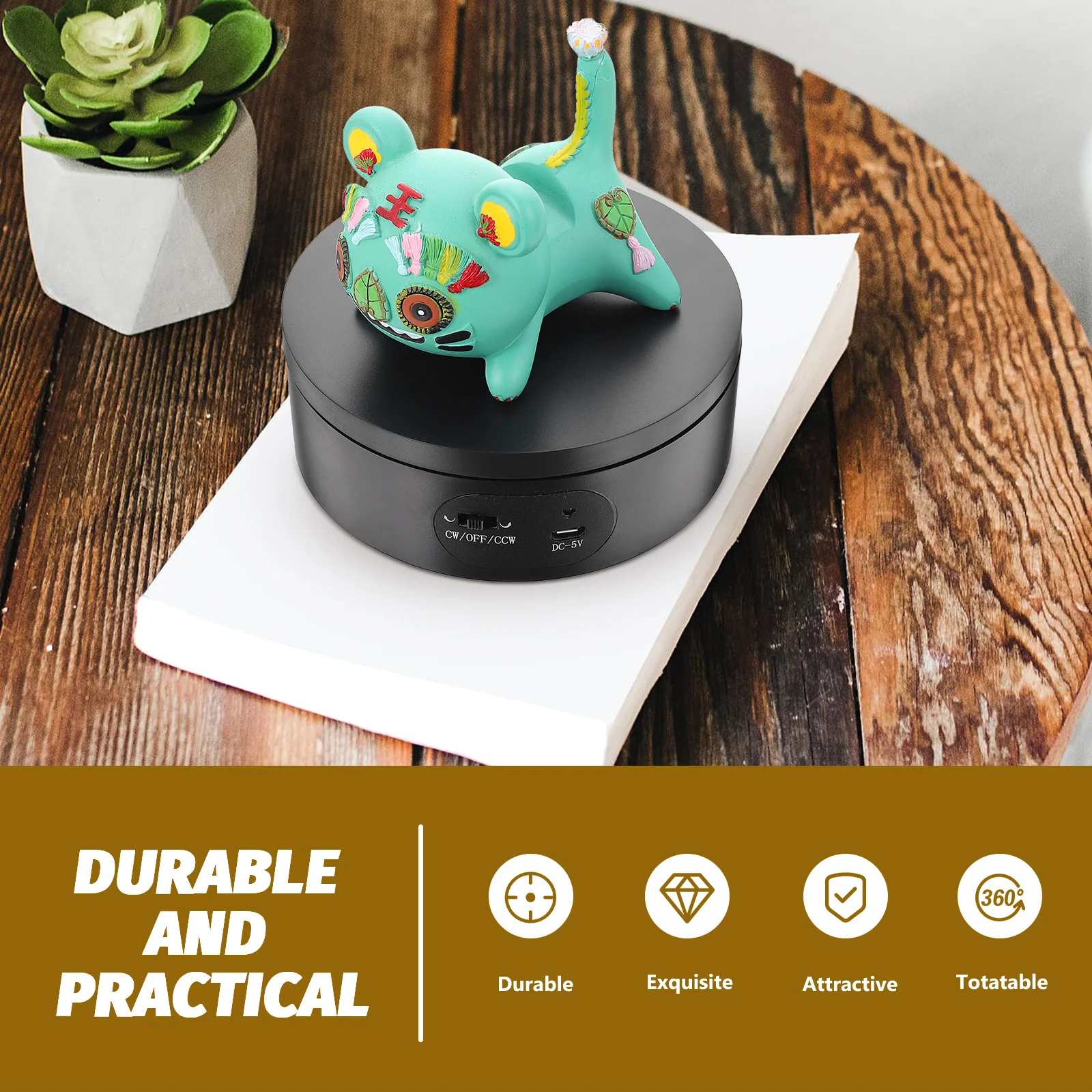 

1 Set Auto Rotating Jewelry Display Stand Electric Turntable Show Case Abs Rotatable Base Energy Saving For Retail Store Home