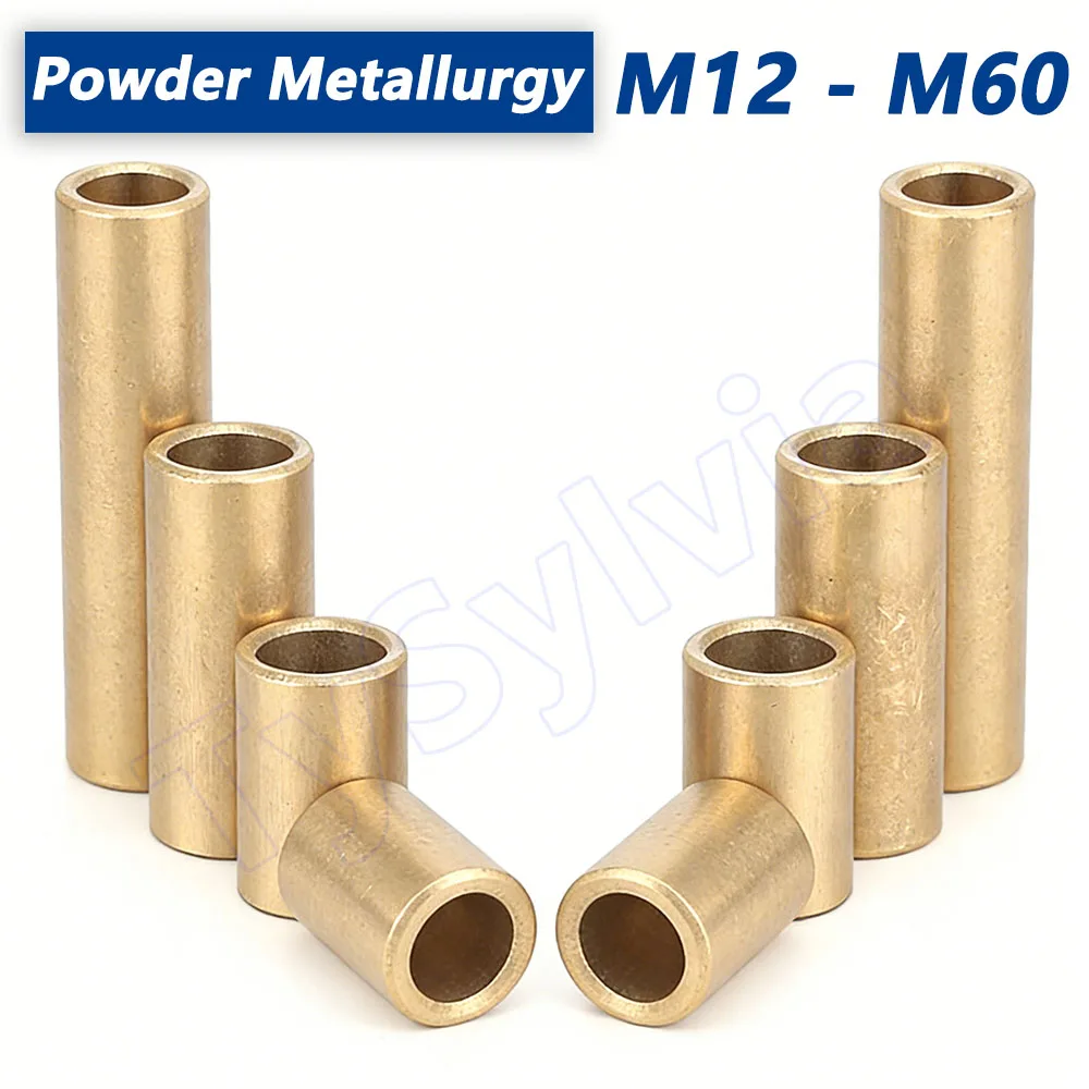 M12 - M60 Powder Metallurgy Oil Bearing Copper Bushings Self-Lubricating Brass Shaft Sleeve Unthreaded Bushing