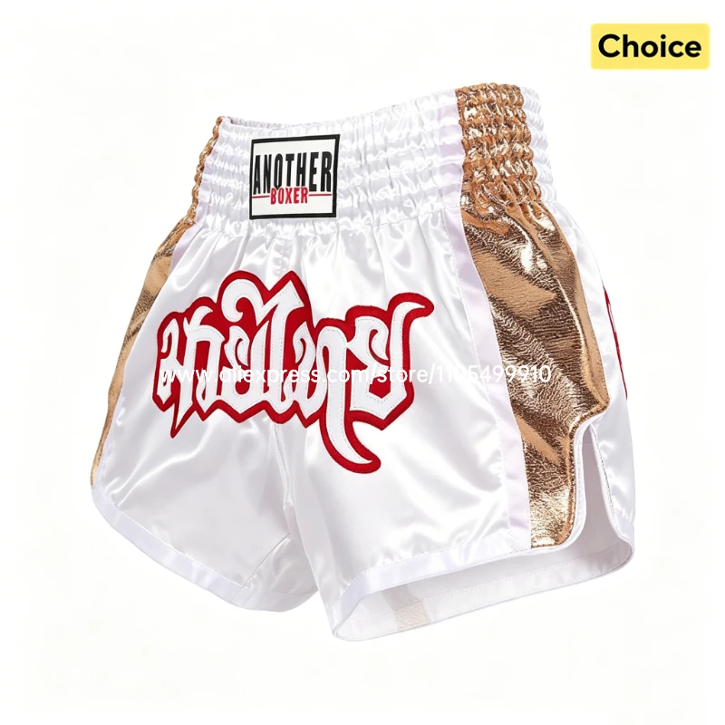 Professional Boxing Shorts for Men Women Kids Elastic Waist Combat Sports Shorts with Side Slits Durable Retro Muay Thai Shorts