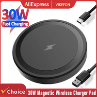 Mini 30W Magnetic Wireless Charger Pad For Magsafe iPhone 17 16 15 14 13 12 Pro Max Samsung LED Magnet Fast Charging Phone Stand