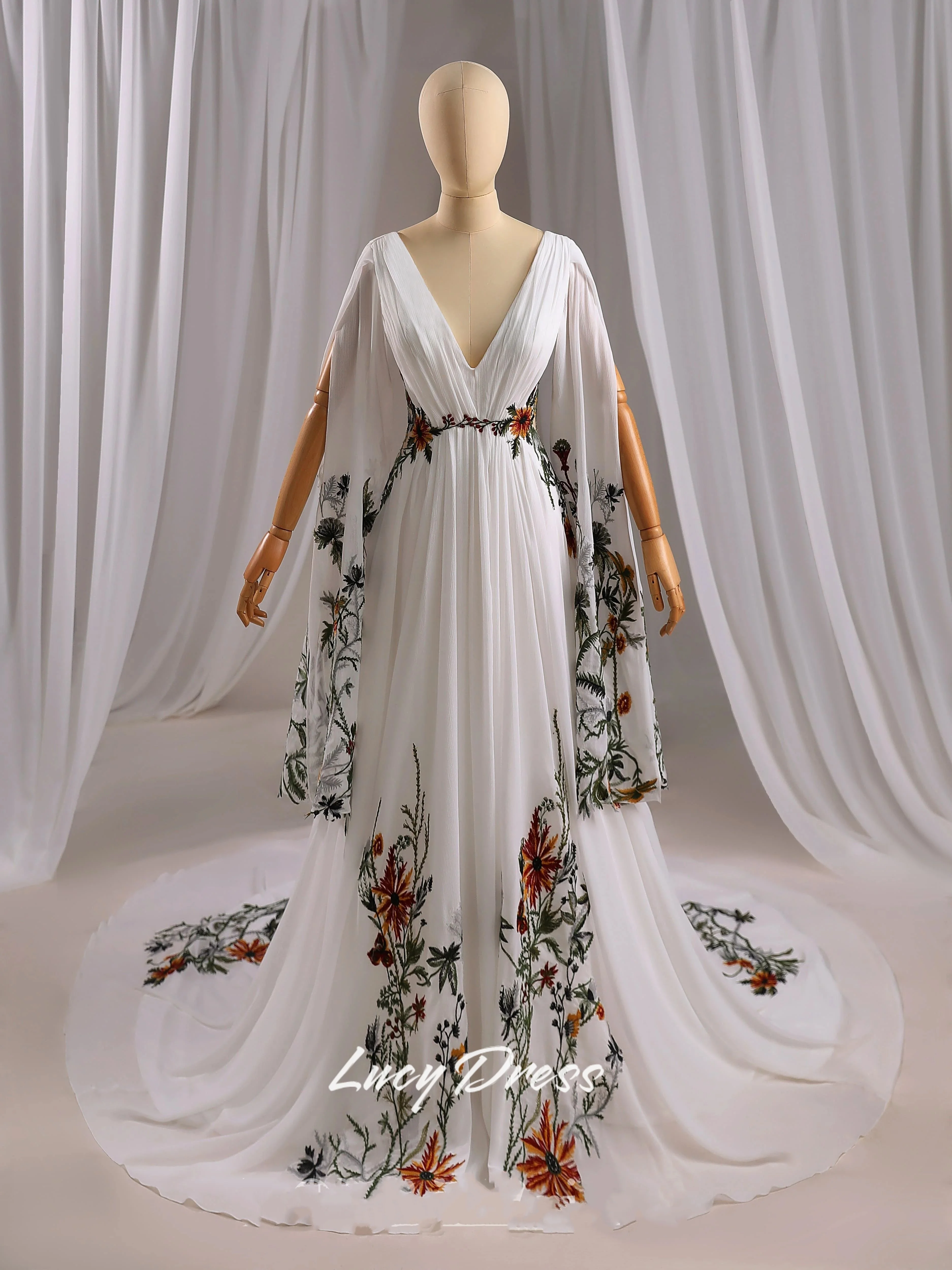 Lucy Customized vestido de novia wedding dresses bride wedding dresses floral fabric luxury vestido de noivas para casamento image 3