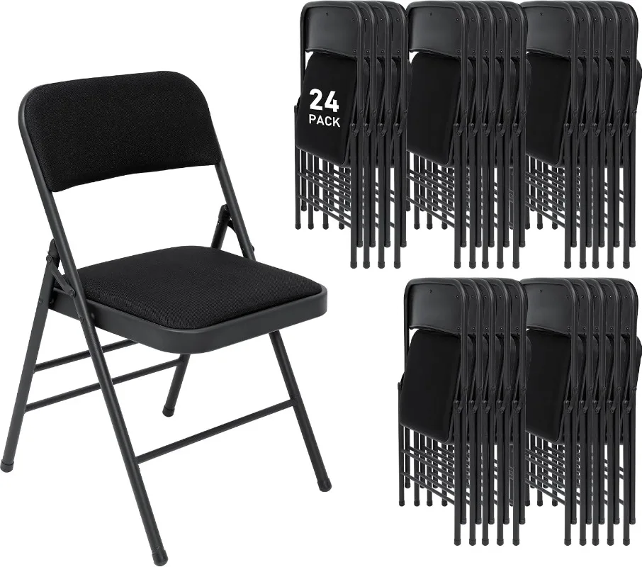 20 Pack Padded Folding Chairs with Fabric Cushion and Back