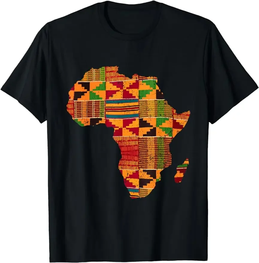 

Africa Map Cloth Print Graphic Tee Short Sleeve Crewneck T-Shirt Casual Travel