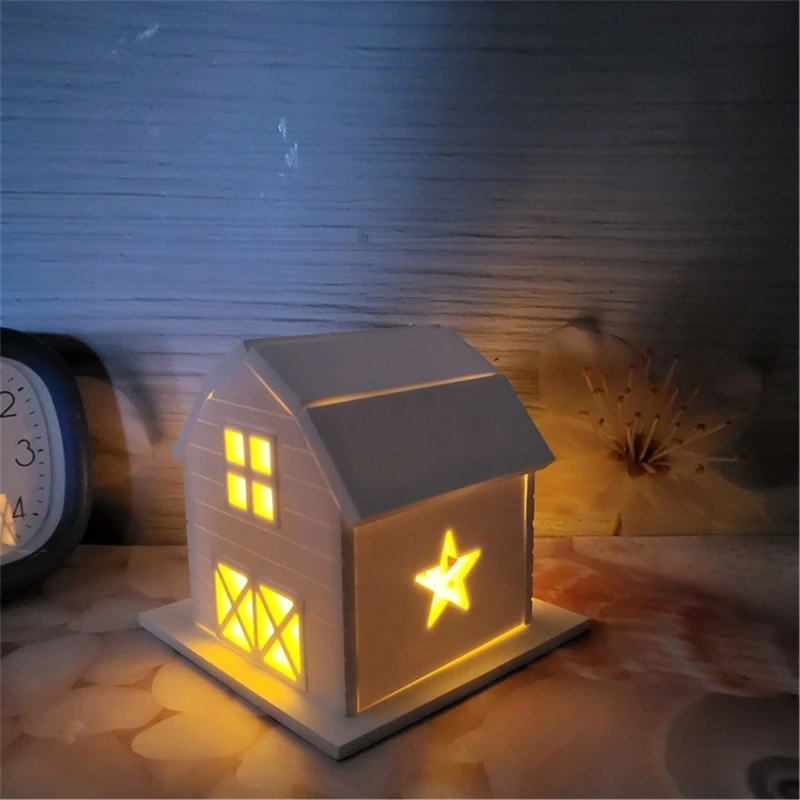 Moldes adorno inserción casa silicona en miniatura para decoraciones navideñas C1FC