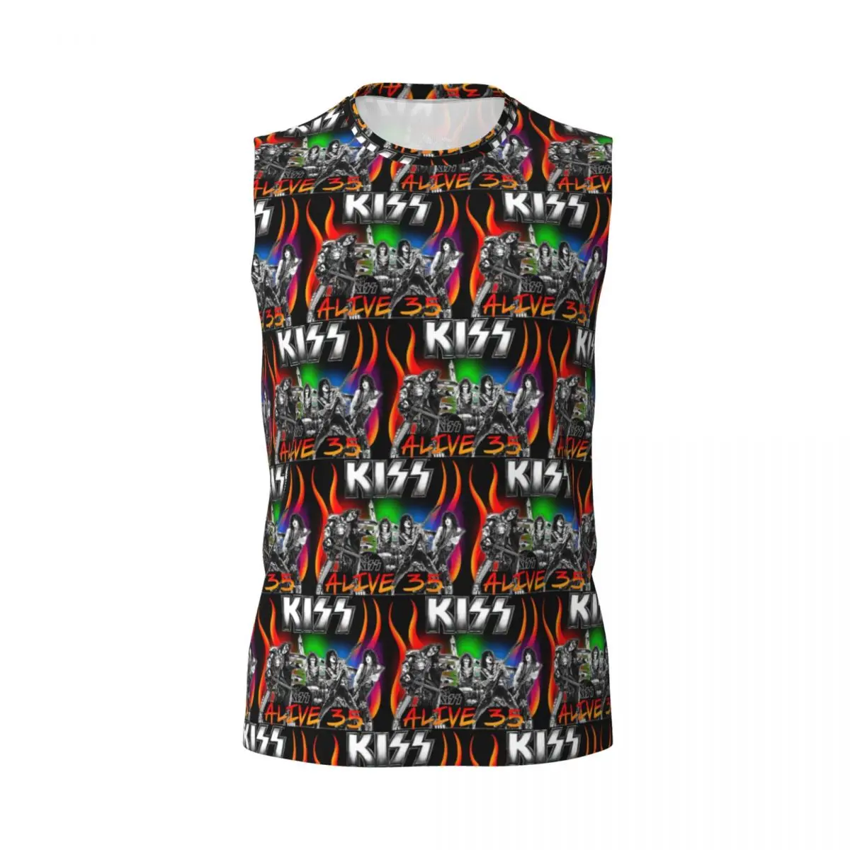Image of Heavy Metal Rock Music Band Kiss Herren bedrucktes ärmelloses T-Shirt, lässiger Hip-Hop-Street-Style, Strand- und Urlaubs-Tanktops