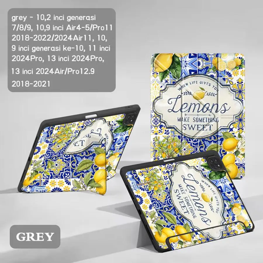 Lemon Pattern Holder Cover Tablet Case For iPad Mini 6 7 Pro 2025 Air 4 5 M3 M2 M4 11inch Pro 11th 10th 9th 8th 7th 12.9inch