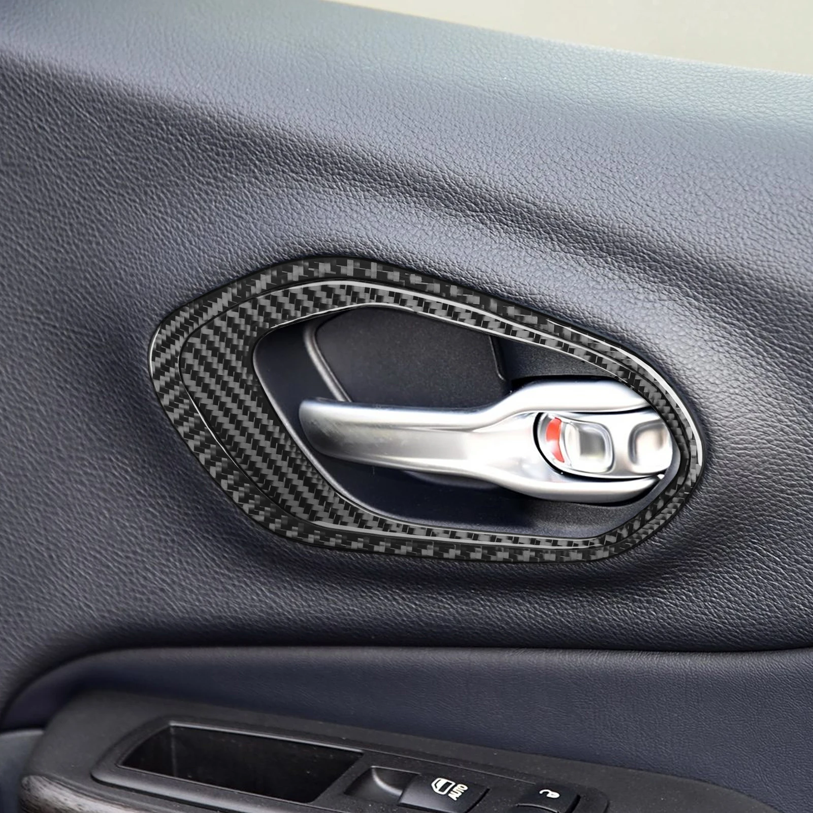 

For Jeep Cherokee 2014-2018 Carbon Fiber Innet Door Handle Frame Decorative Cover Car Interior Decoration Accessories Sticker