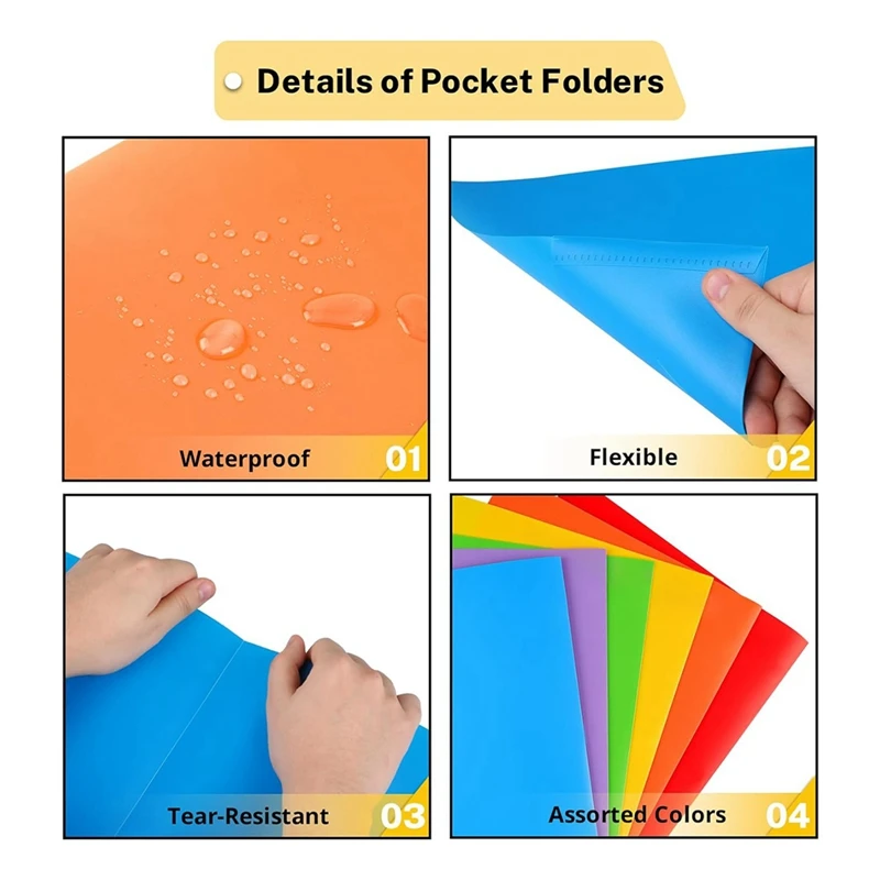 Pastas com bolsos, 25 pacotes de pastas de 2 bolsos cabem em tamanho carta, pasta de arquivo com bolsos para escola, escritório, casa