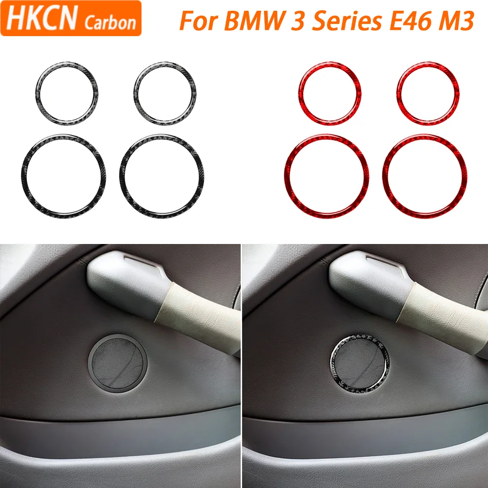 

Накладка на кольцо динамика двери из углеродного волокна для BMW 3 серии E46 M3 1998-2005, автомобильные аксессуары для украшения интерьера, наклейка