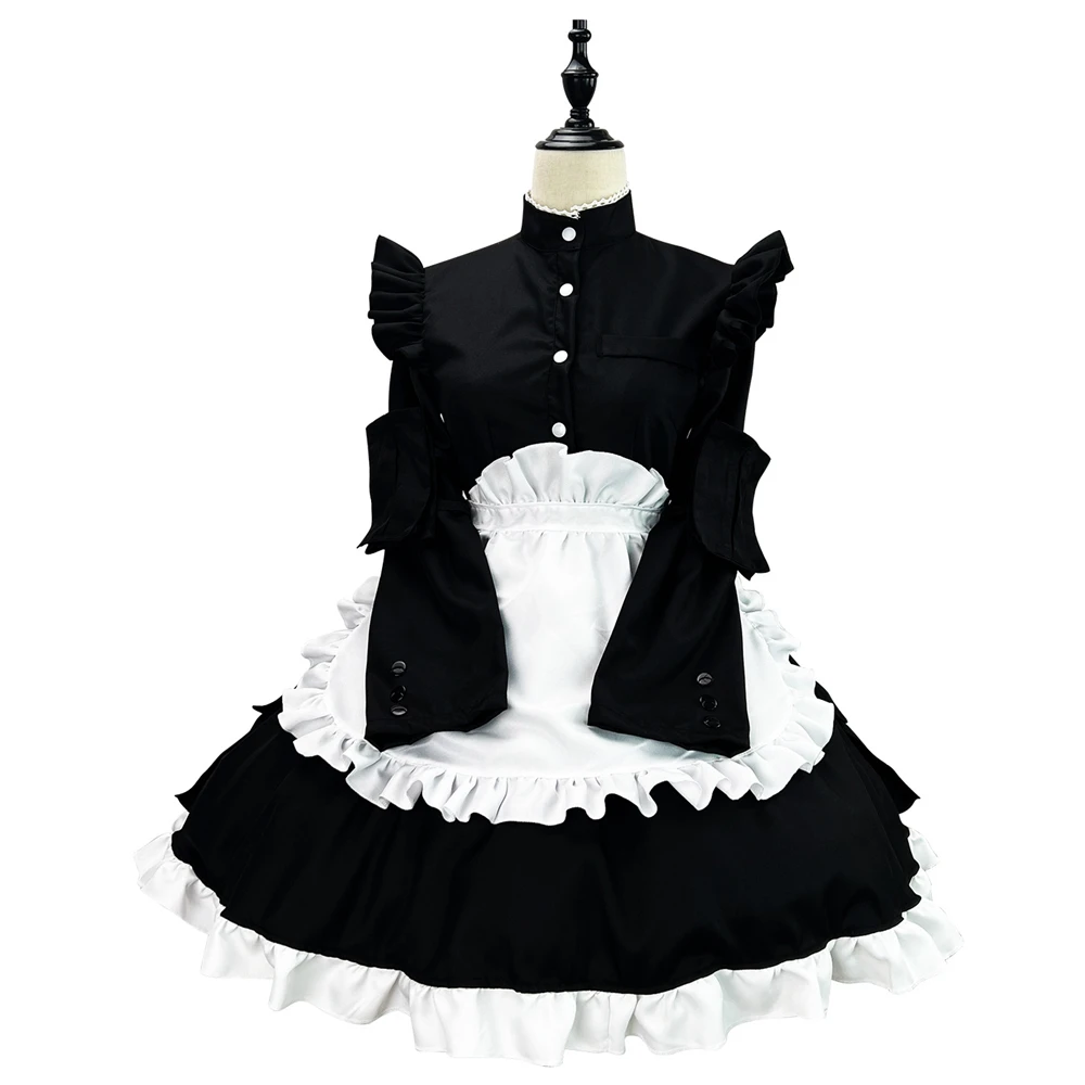 

Chinese Gothnic Style Anime Lolita Kung Fu Uniform Maid Dress Long Sleeve Cosplay Costume Halloween Performance Waitress Outfits