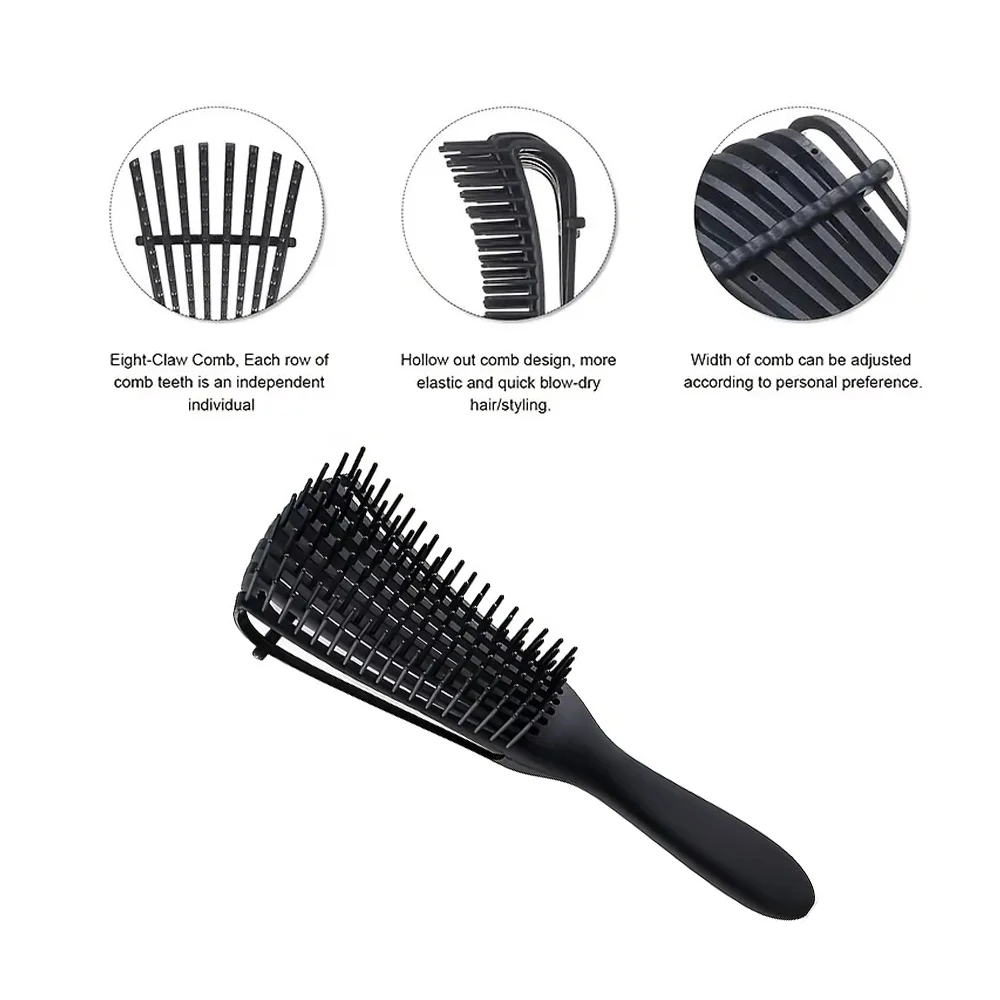3 قطعة 8-Row Detangler فرشاة شعر متعددة الوظائف وفك تشابك الشعر فرشاة تدليك فروة الرأس مشط الشعر لجميع أنواع الشعر
