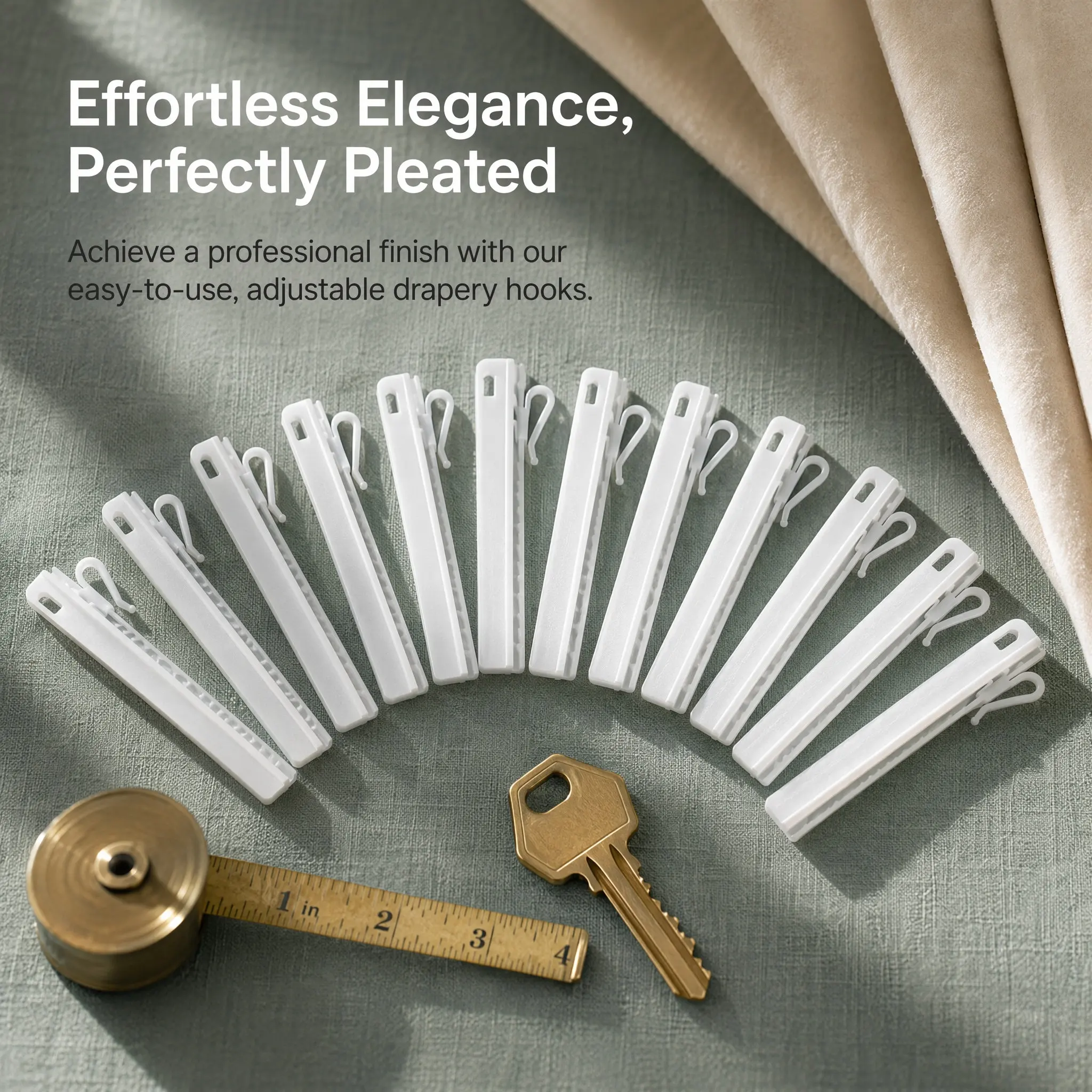 35 Pcs Curtain Header Pin Hooks Thick Tape Shower Drapery Locking Clips Pinch Pleat Pleated Adjust Plastic