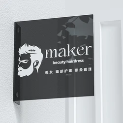 Modern Acrylic Sign board Side Install Door Plate For Company Shop Store Hotel Salon Customize Business Logo Icon Name Slogan