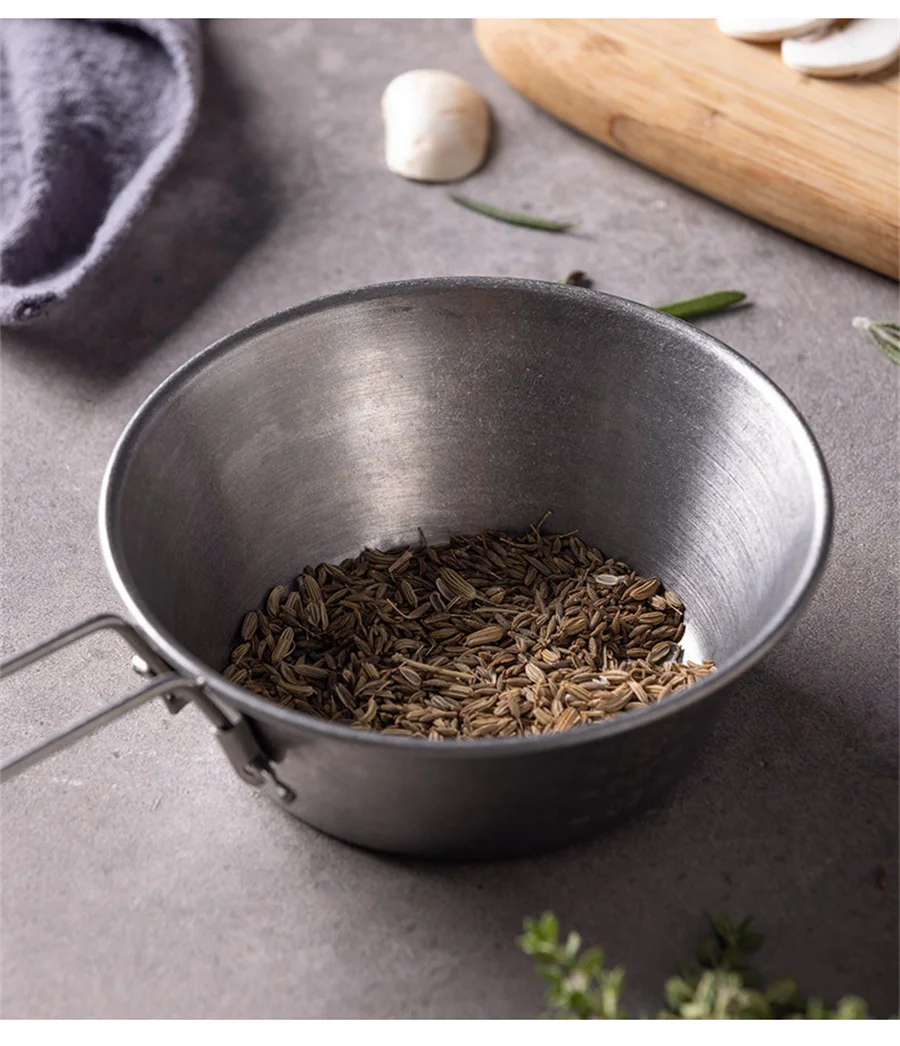 Outdoor Camping Snow Cup, Food Bowl, Stainless Steel Tableware, Portable Folding Snow Cup, Picnic