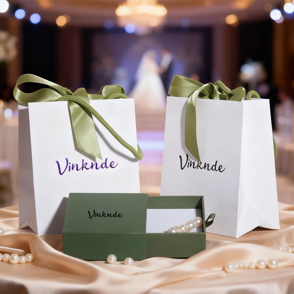 

Упаковочная сумка с объемной лентой и ручкой с логотипом, розничная торговля ювелирными изделиями, роскошный свадебный бутик, небольшой подарочный бумажный пакет для малого бизнеса