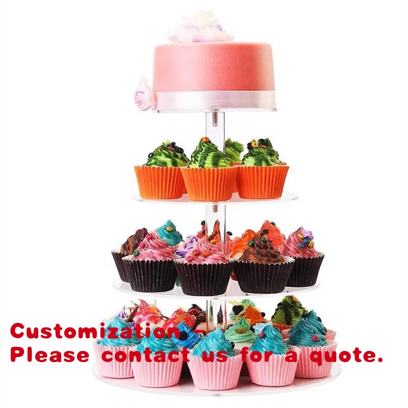 custom.Transparent Metal Wedding Cake Display Stands Custom 3/4/5/6/Tiers Round Cupcake Dessert Display Rack Shelf Party