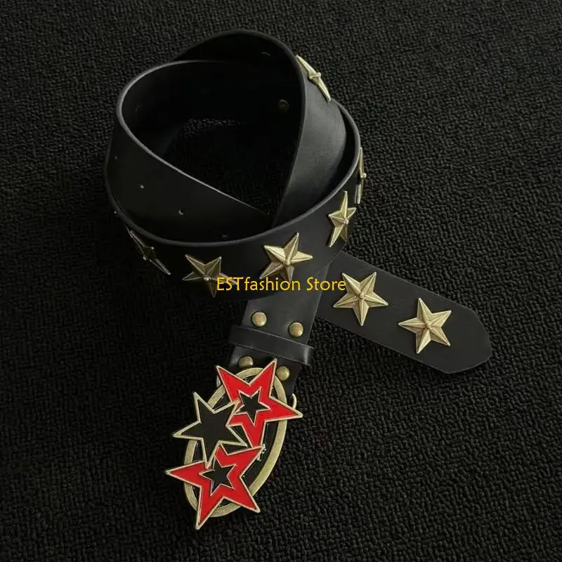 y5gc-weathered-look-distressed-star-pattern-faux-leather-waist-belt-unisex-fashion-statement-piece-110cm