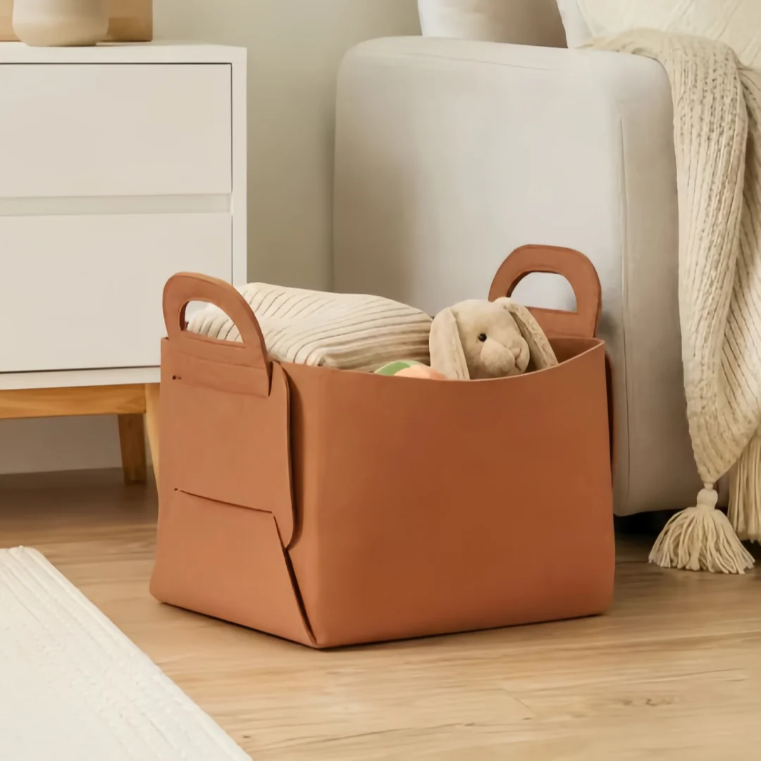 Panier de rangement en feutre, pliable et portable, panier à linge, organisateur de jouets, panier à vêtements, boîte de rangement pour la maison, la salle de bain, la chambre à coucher et divers articles.
