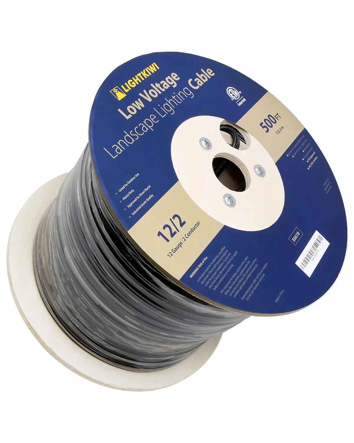 12/2   Landscape Lighting Wire - 500 Feet - Weatherproof Outdoor Underground Direct Burial Stranded Cable for Spotligh