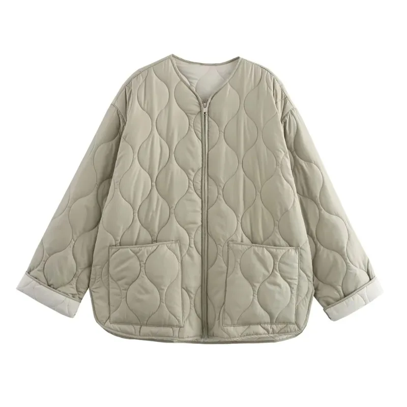 2025 new early autumn women's clothing versatile fashion loose casual long-sleeved pocket decoration cotton jacket coat