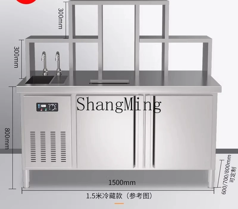 ZYY 水バーカウンター冷蔵および鮮度保持作業台ステンレスコンソール業務用冷蔵庫のフルセット